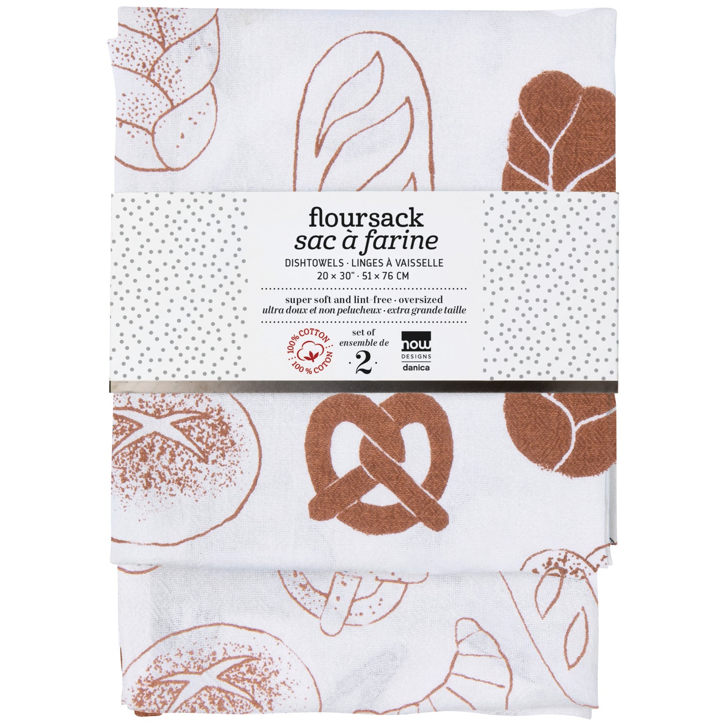 Boulangerie-Chestnut Printed Floursack Dishtowel Set