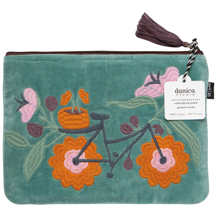 Petal Power Embroidered Flat Pouch