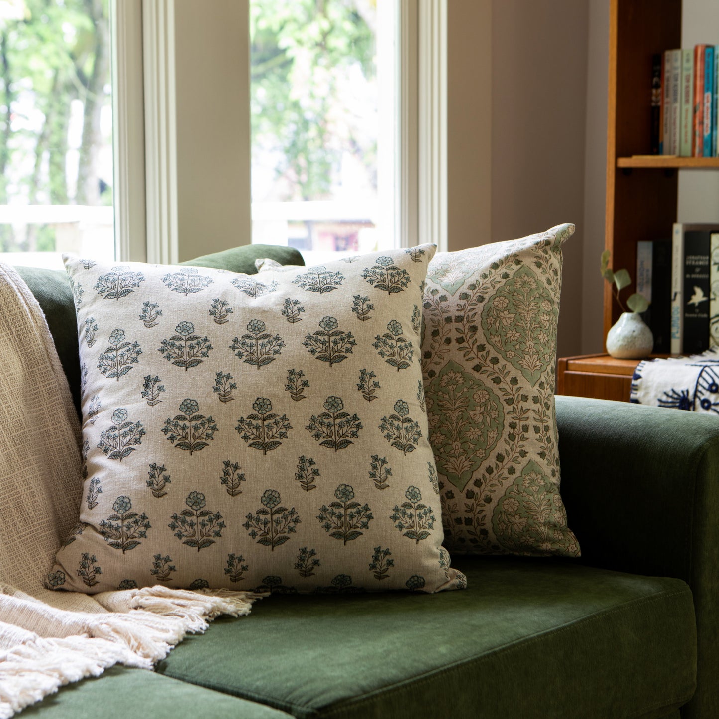 Salvia Block Print Pillow 20 x 20 inch