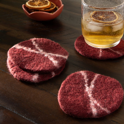 Striato Felt Wool Coasters Set of 4 - Garnet