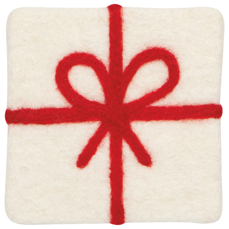 Presents Christmas Felt Wool Coaster Set of 4