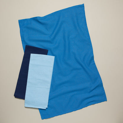 Moon Cool Blue Indigo Floursack Dishtowels Set of 3