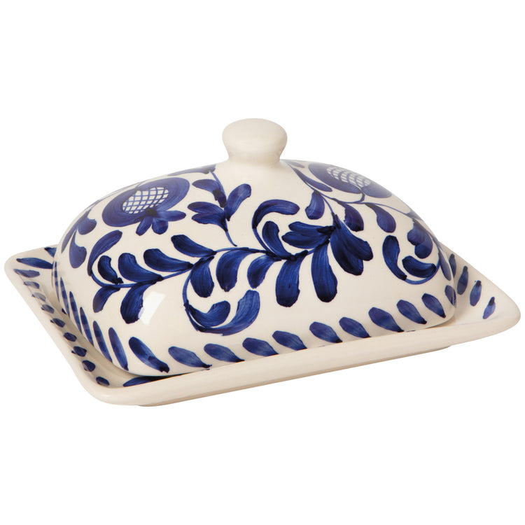 Nila Blue Hand Painted Butter Dish
