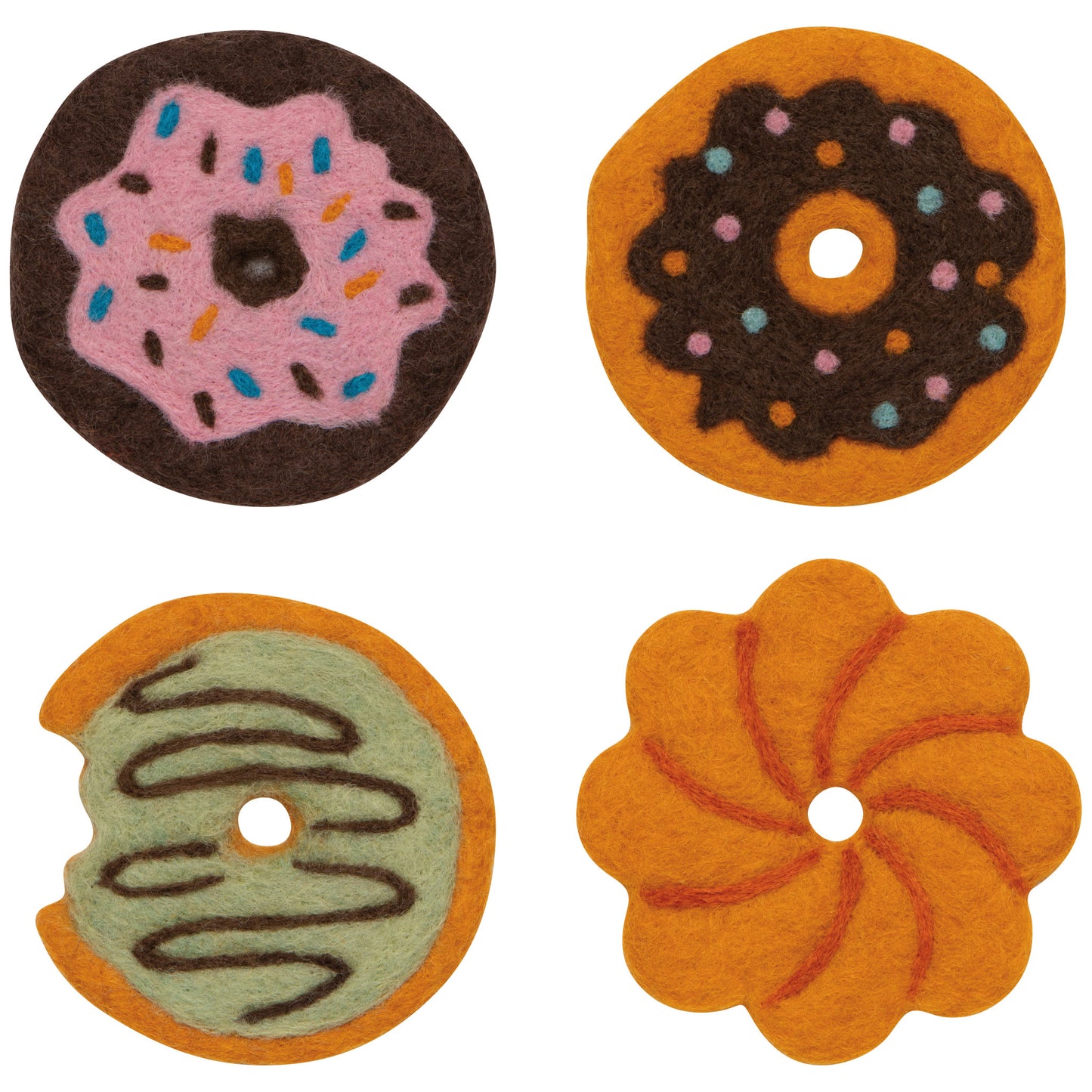 Donuts Felt Coasters Set of 4 Assorted