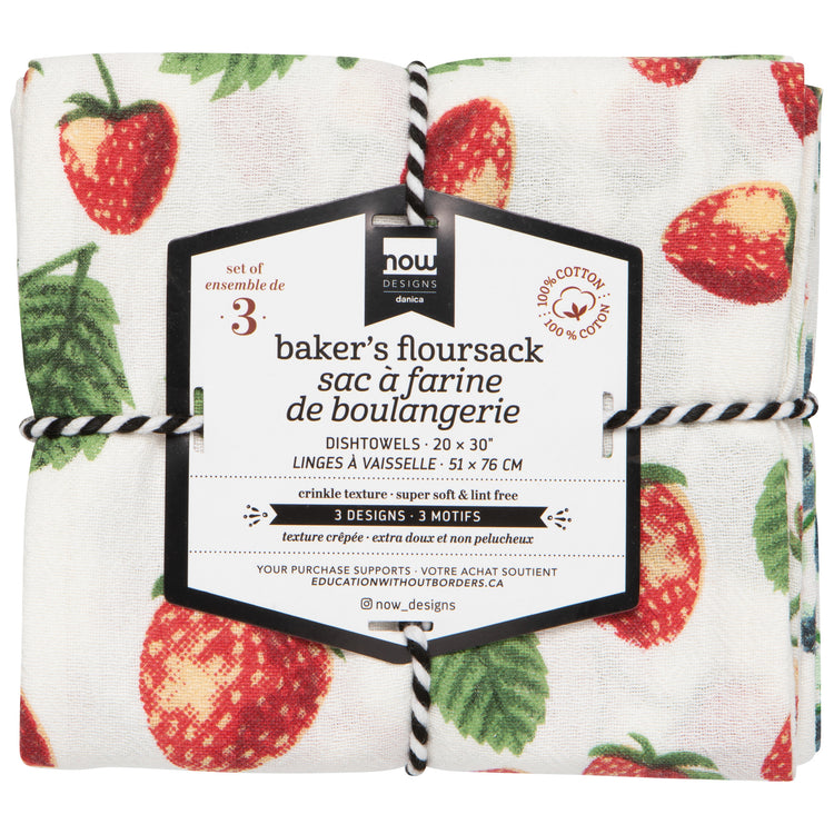 Berry Patch Baker's Floursack Dishtowels Set of 3