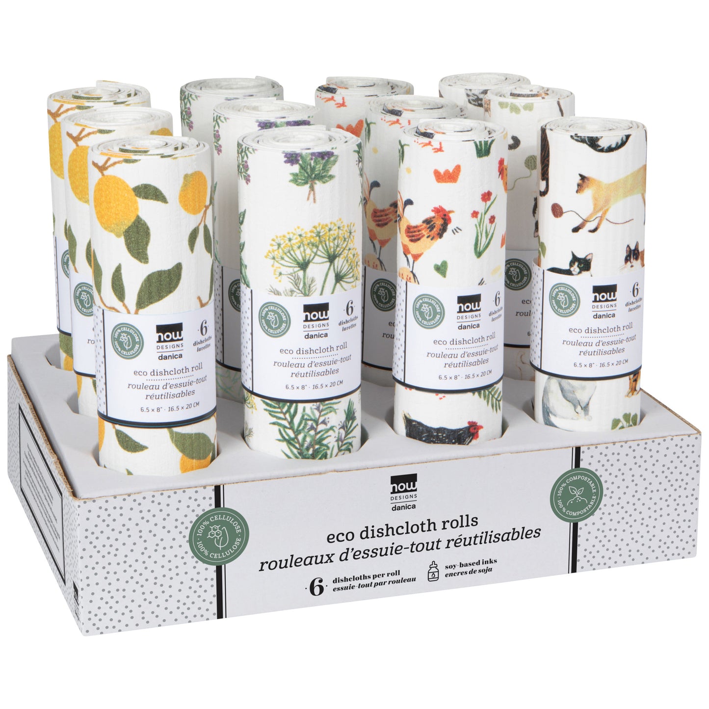 Countryside Eco Dishcloth Roll Counter Display - 12 assorted