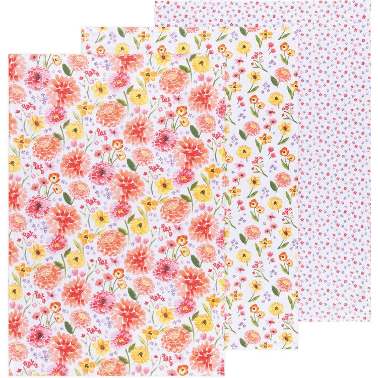 Cottage Floral Bakers Floursack Dishtowels Set of 3