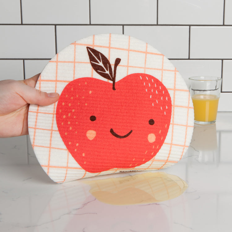 Fruit Face Apple Round Dishcloth