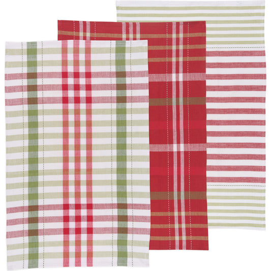 Holiday Cheer Check  Dishtowels Set of 3