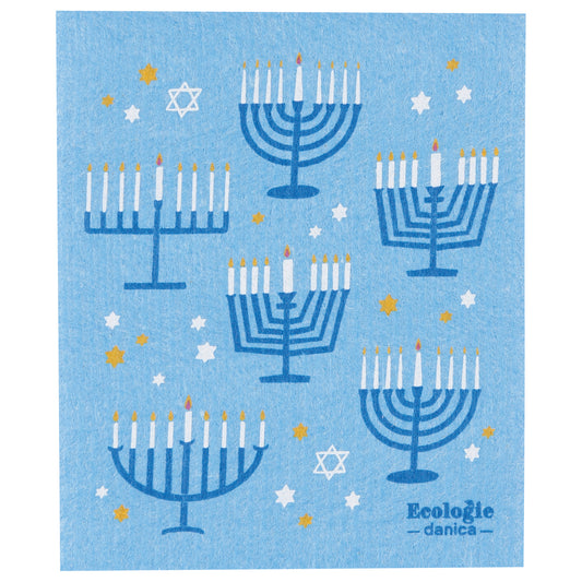 Bright Hanukkah Swedish Sponge Cloth