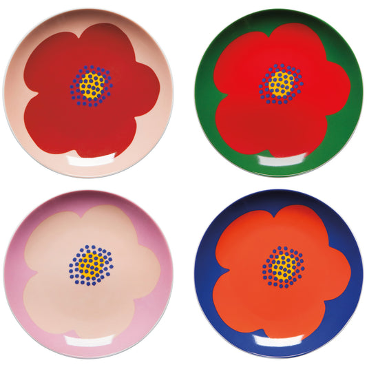 Poppy Appetizer Plates Set of 4 Assorted