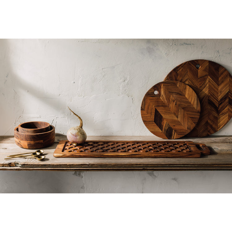 Chevron Acacia Wood Serving Board 16 inch