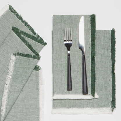 Jade Green Chambray Napkins Set of 4