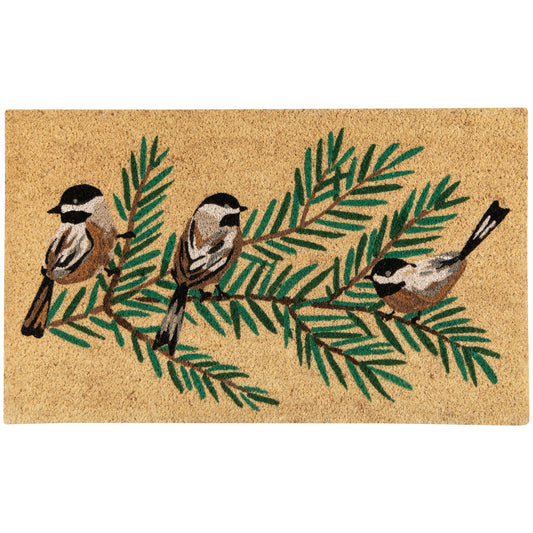 Birds & Boughs Chickadee Christmas Doormat