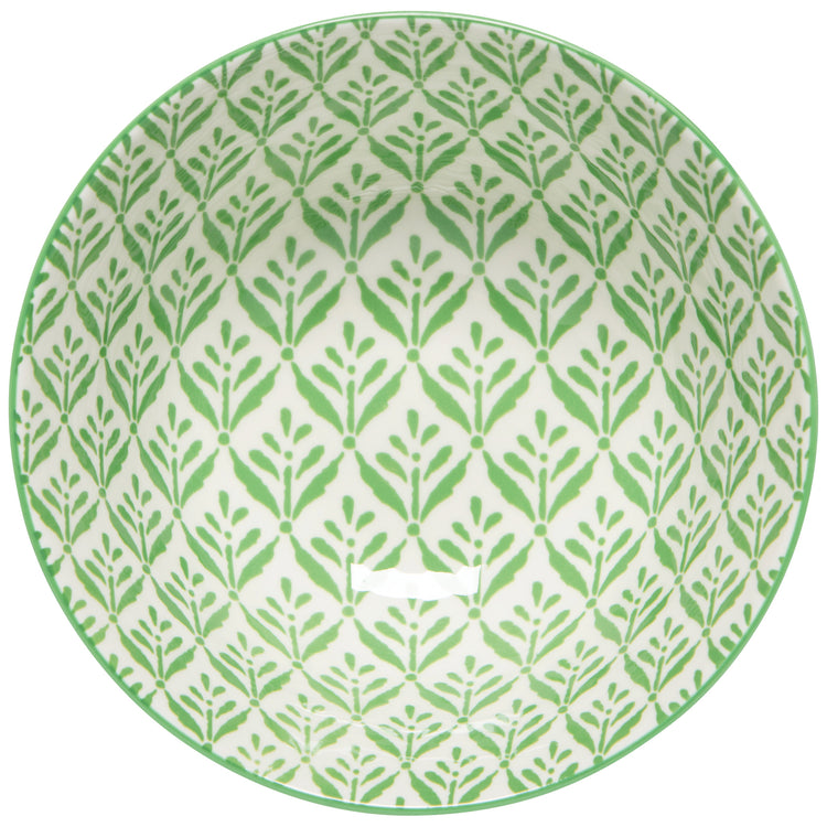 Green Leaf Stamped Bowl 6 inch