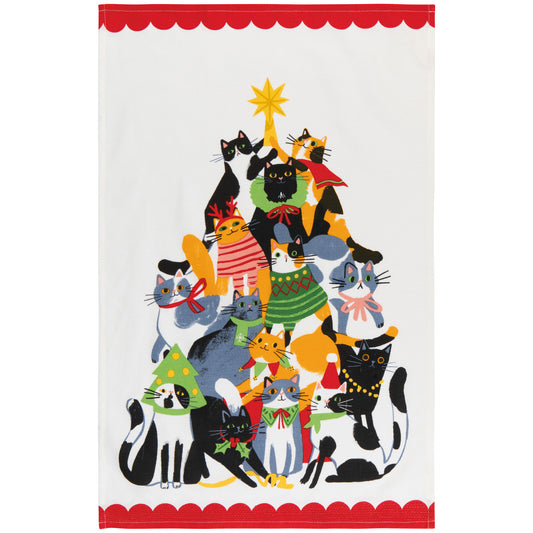 Kitty Carol Christmas Dishtowel