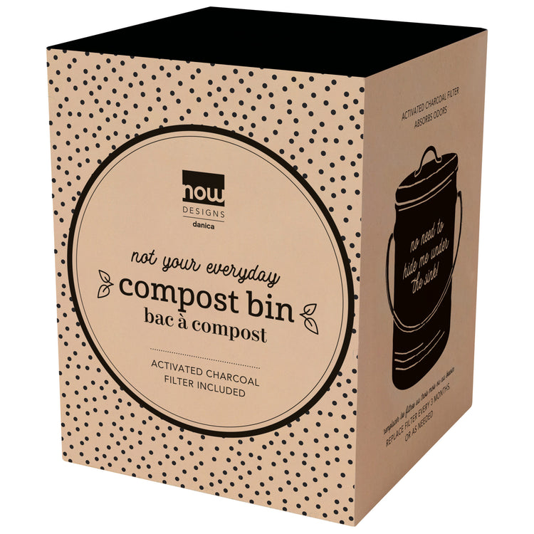 Steel Compost Bin Vintage Ivory 1.25 Gallon