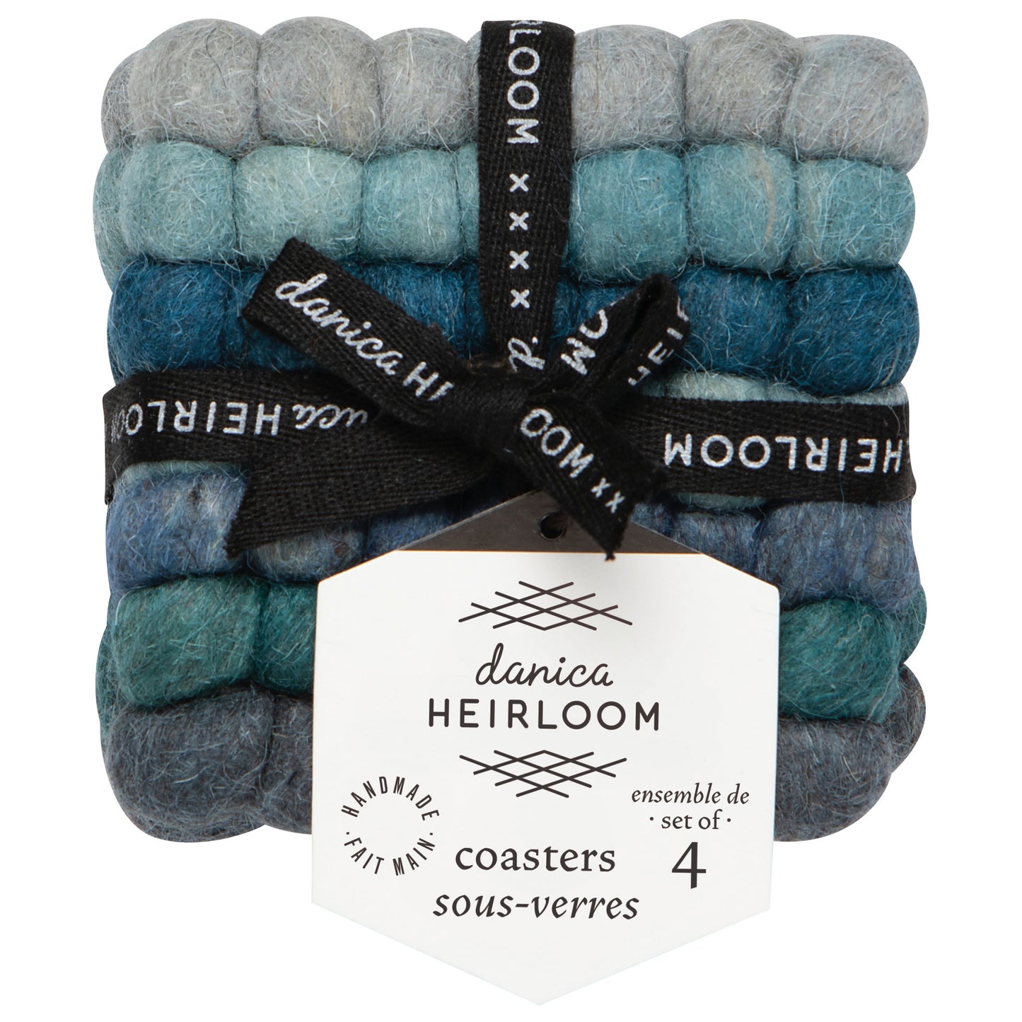 Lagoon Wool Felt Ball Coasters Set of 4