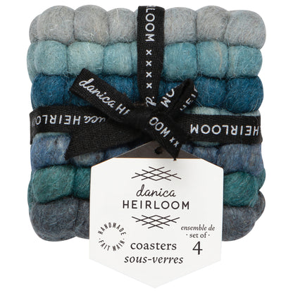 Lagoon Wool Felt Ball Coasters Set of 4