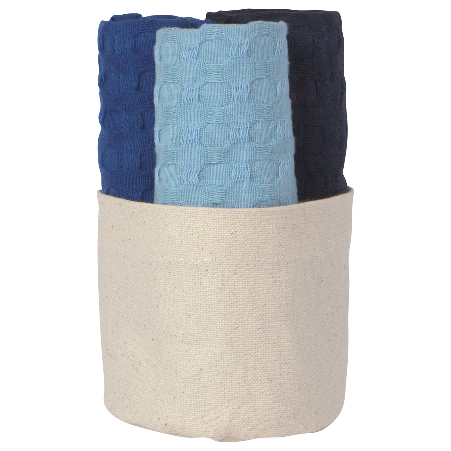 Recycled Cotton Dishcloths in Basket Marine Set of 3