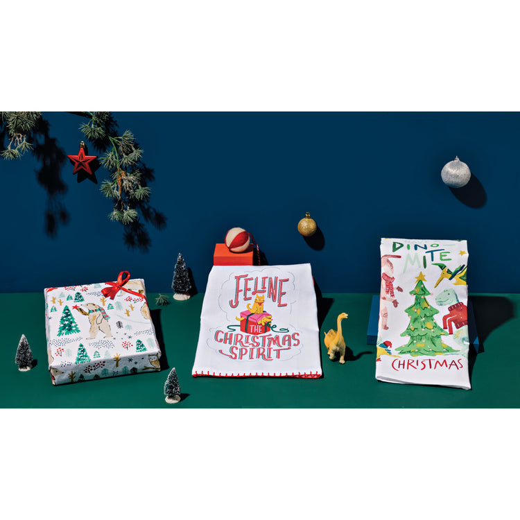 Santa Claws Printed Cotton Dishtowel