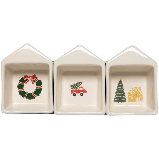 Glitzmas Christmas Dipping Dish With Tray Set