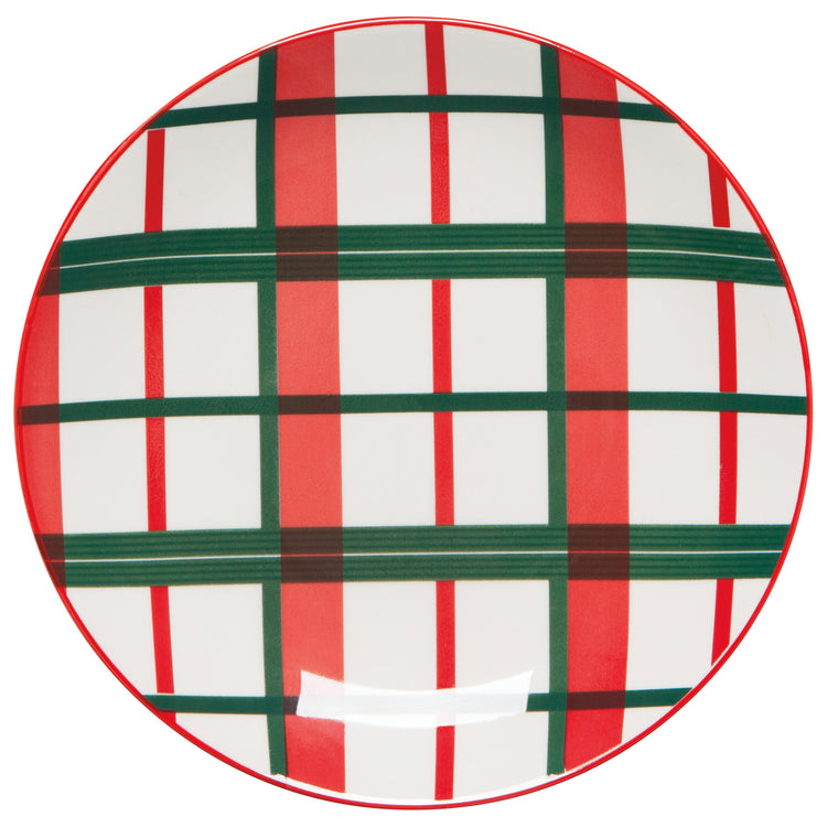 Holiday Plaid Appetizer Plates Set of 4