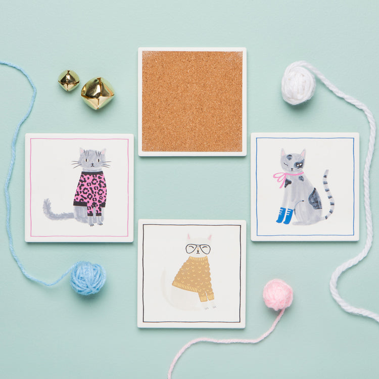 Feline Fine Soak Up Coaster Set of 4