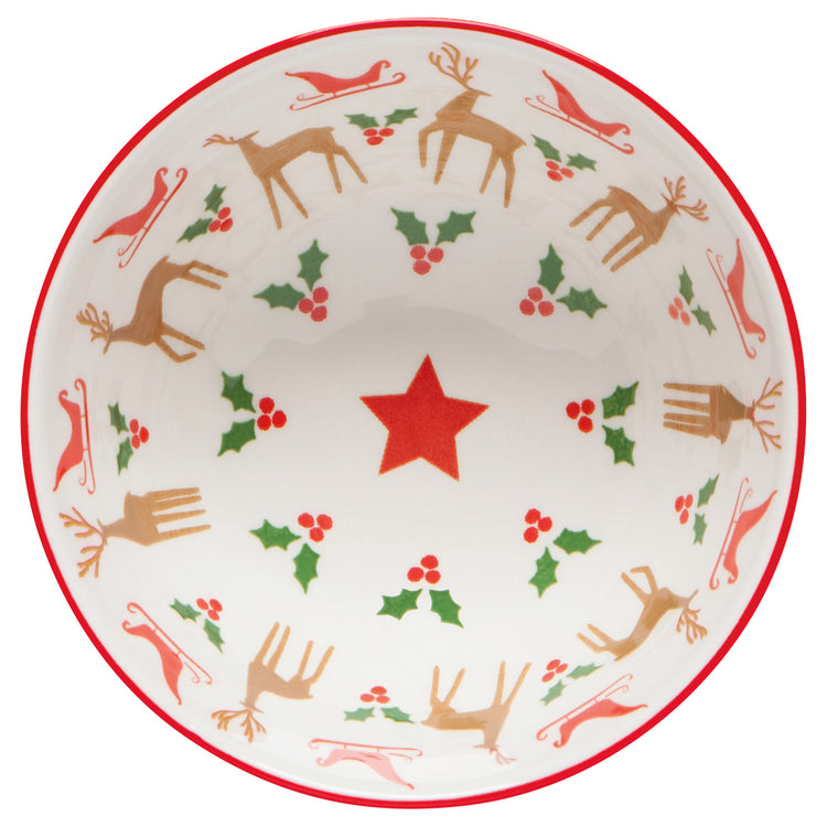 Santa's Reindeer Stamped Bowl 4 Inch