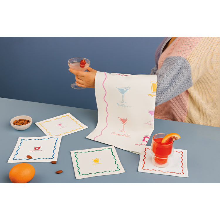 Happy Hour Printed Cocktail Napkins Set of 4 Assorted