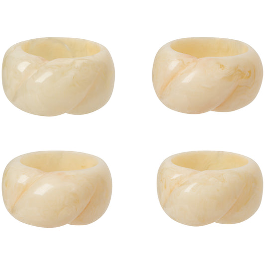 Ivory Resin Napkin Ring Set of 4