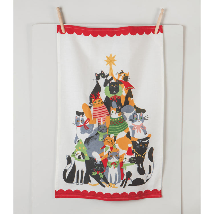 Kitty Carol Christmas Dishtowel