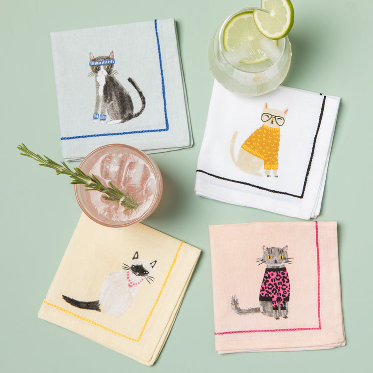 Feline Fine Cocktail Napkins Set of 4