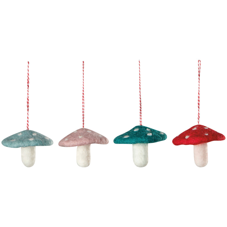 Mushroom Gems Felt Christmas Tree Ornaments - Assorted