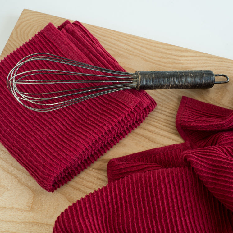 Ripple Carmine Red Dishtowel