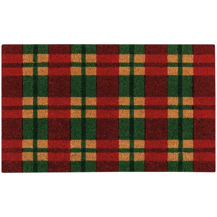 Holiday Plaid Christmas Doormat