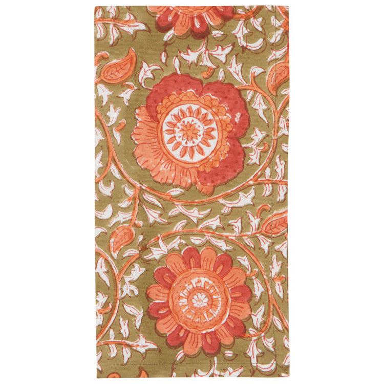 Zinnia Block Print Napkins Set of 4