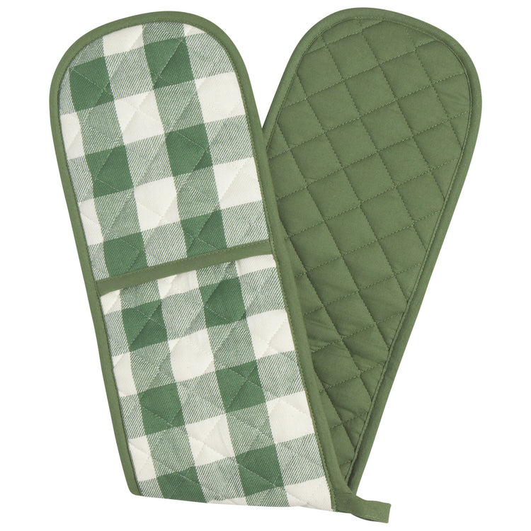 Elm Green Check Double Oven Mitt