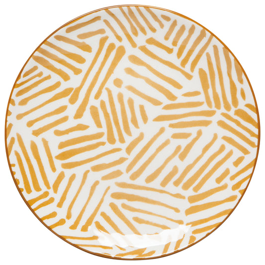 Ochre Lines Stamped Appetizer Plate 6 inch