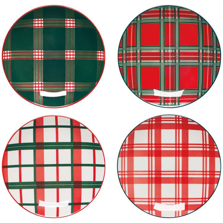 Holiday Plaid Appetizer Plates Set of 4