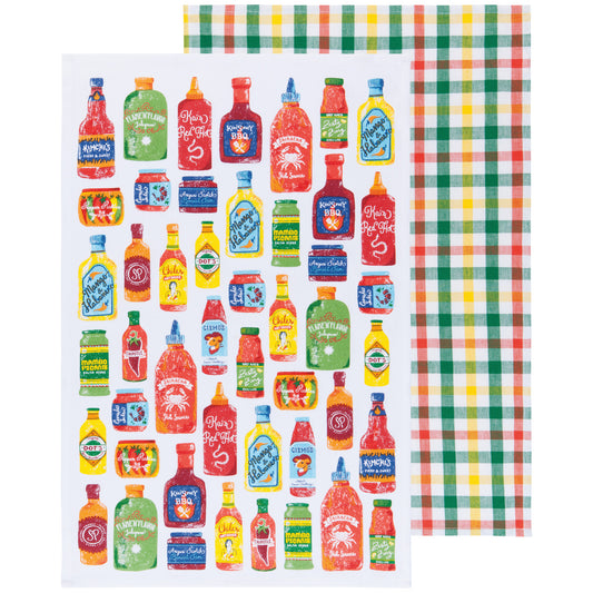 Hot Sauce Printed Dishtowels Set of 2