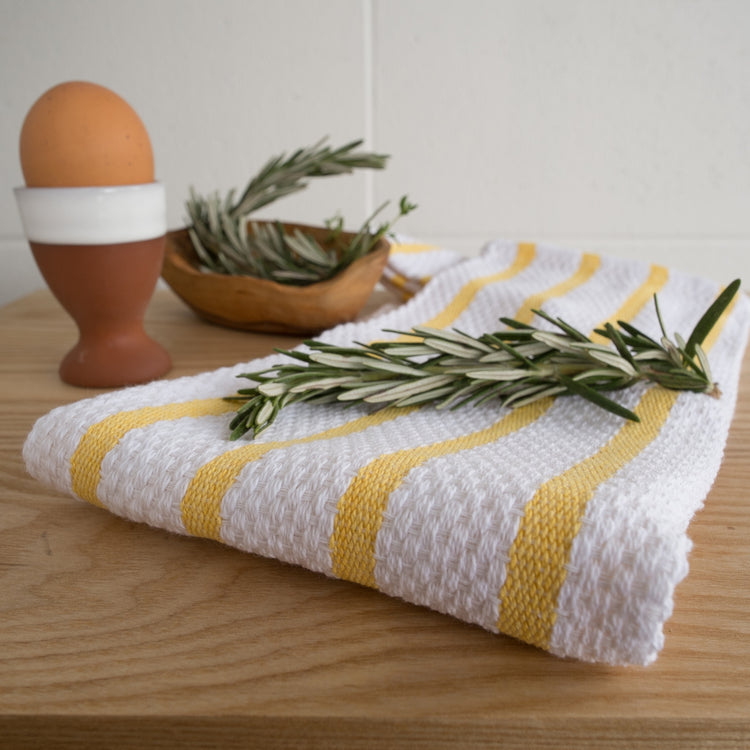 Basketweave Lemon Yellow Dishtowel