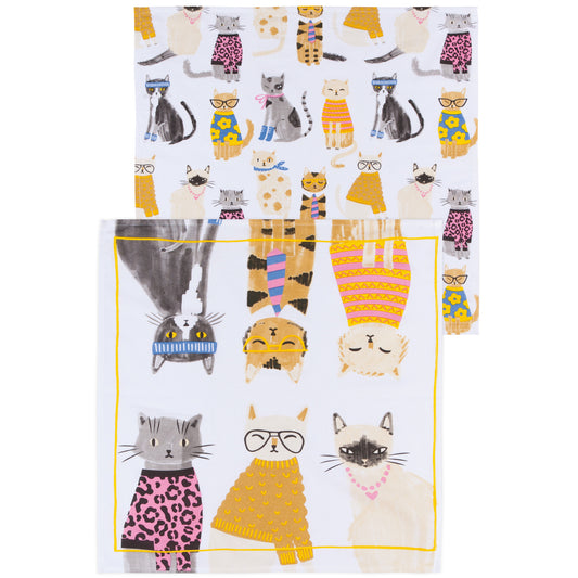 Feline Fine Floursack Dishtowel Set of 2