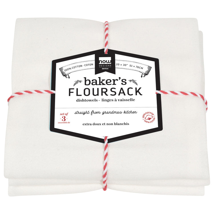 Unbleached White Bakers Floursack Dishtowels Set of 3
