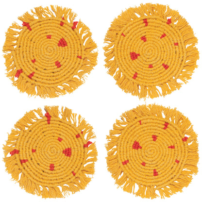 Ochre Macrame Coaster Set of 4