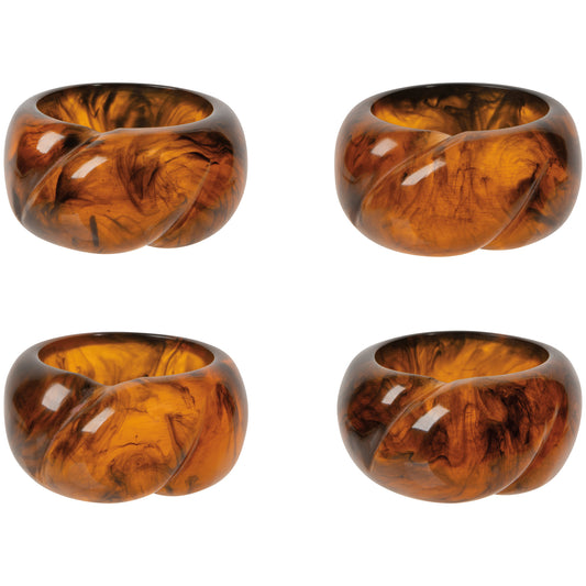 Tortoise Shell Resin Napkin Ring Set of 4