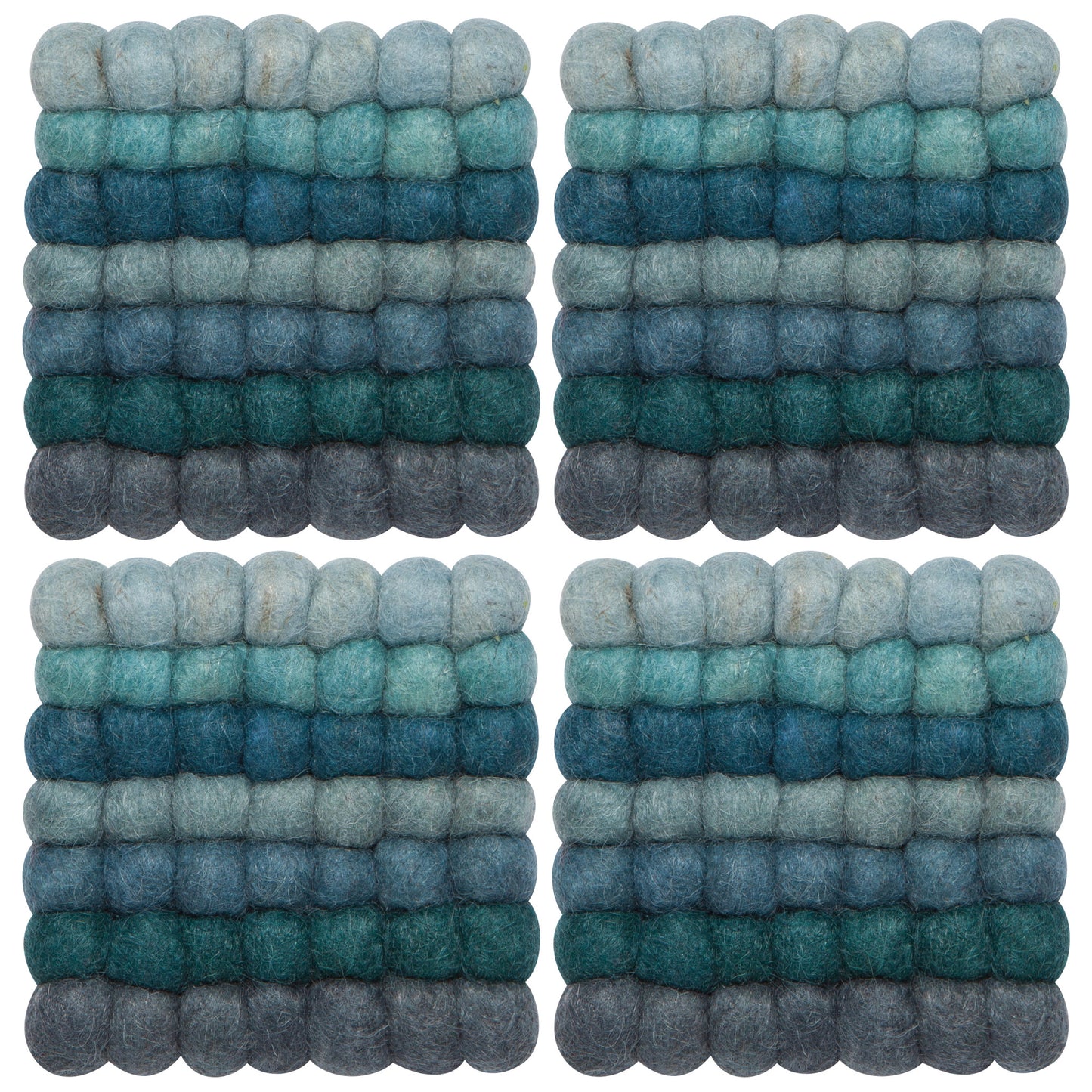 Lagoon Wool Felt Ball Coasters Set of 4
