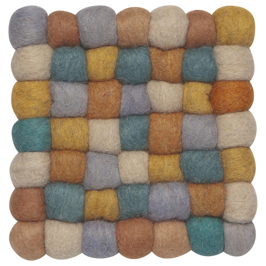 Ochre Wool Felt Ball Trivet