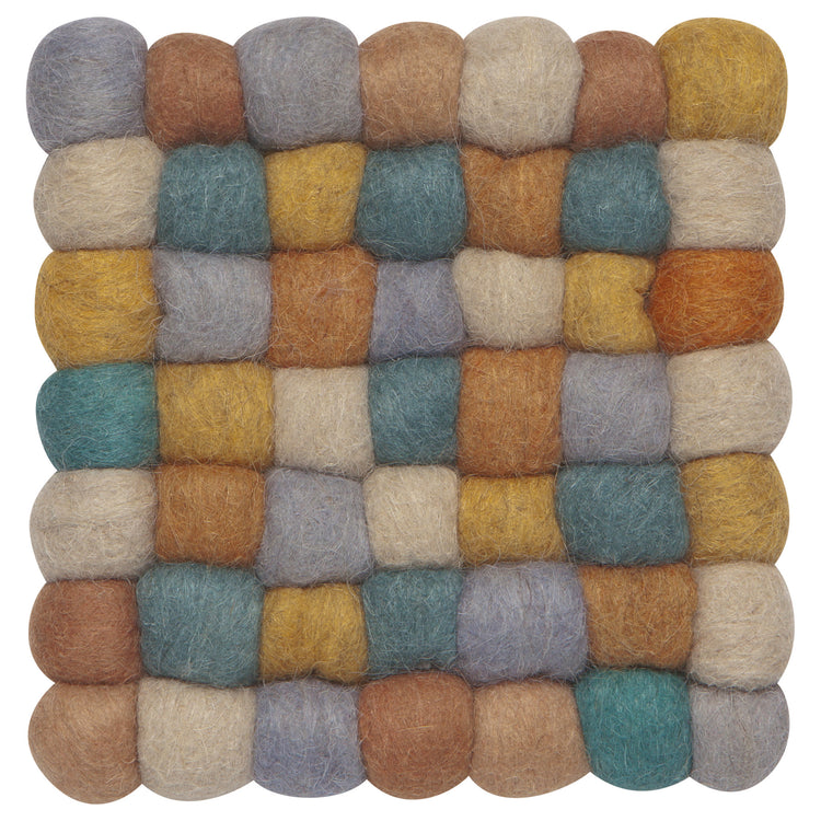 Ochre Wool Felt Ball Trivet