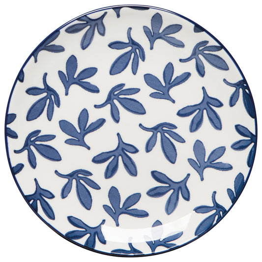 Blue Floral Stamped Appetizer Plate 6 inch